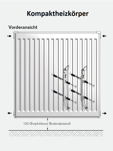 Buderus Kompakt Heizkörper Typ 11 21 22 33, Höhe 300, 400, 500, 600, 900 im Set